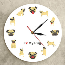 Load image into Gallery viewer, I Love My Pug Wall Clock-Home Decor-Dogs, Home Decor, Pug, Wall Clock-12