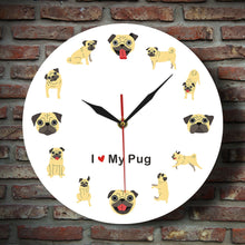 Load image into Gallery viewer, I Love My Pug Wall Clock-Home Decor-Dogs, Home Decor, Pug, Wall Clock-3