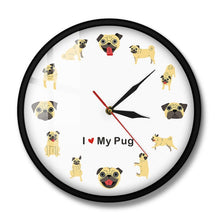 Load image into Gallery viewer, I Love My Pug Wall Clock-Home Decor-Dogs, Home Decor, Pug, Wall Clock-Metal and Glass Frame-5