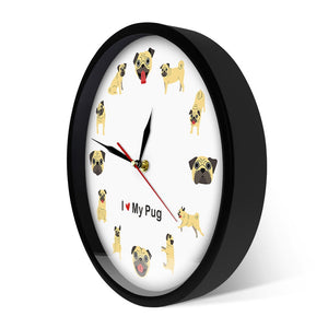 I Love My Pug Wall Clock-Home Decor-Dogs, Home Decor, Pug, Wall Clock-6