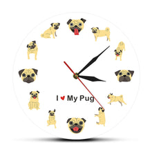 Load image into Gallery viewer, I Love My Pug Wall Clock-Home Decor-Dogs, Home Decor, Pug, Wall Clock-9