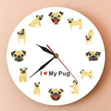 Load image into Gallery viewer, I Love My Pug Wall Clock-Home Decor-Dogs, Home Decor, Pug, Wall Clock-No Frame-1