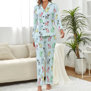 image of chihuahua pajamas for women - blue