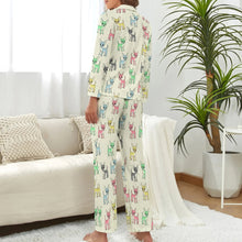 Load image into Gallery viewer, image of a woman wearing beige pajamas set - chihuahua pajamas set for women - back view