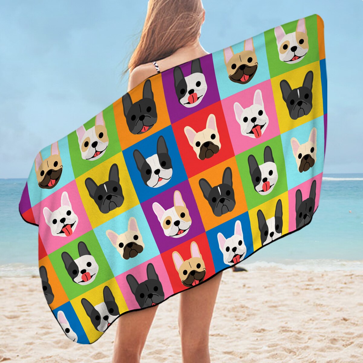 French Bulldog Pattern Beach and Bath Towels Large Sizes Towel