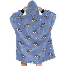 Load image into Gallery viewer, image of a light blue schnauzer blanket hoodie for women - back view