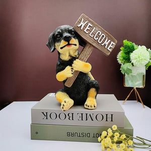 Image of rottweiler welcome statue