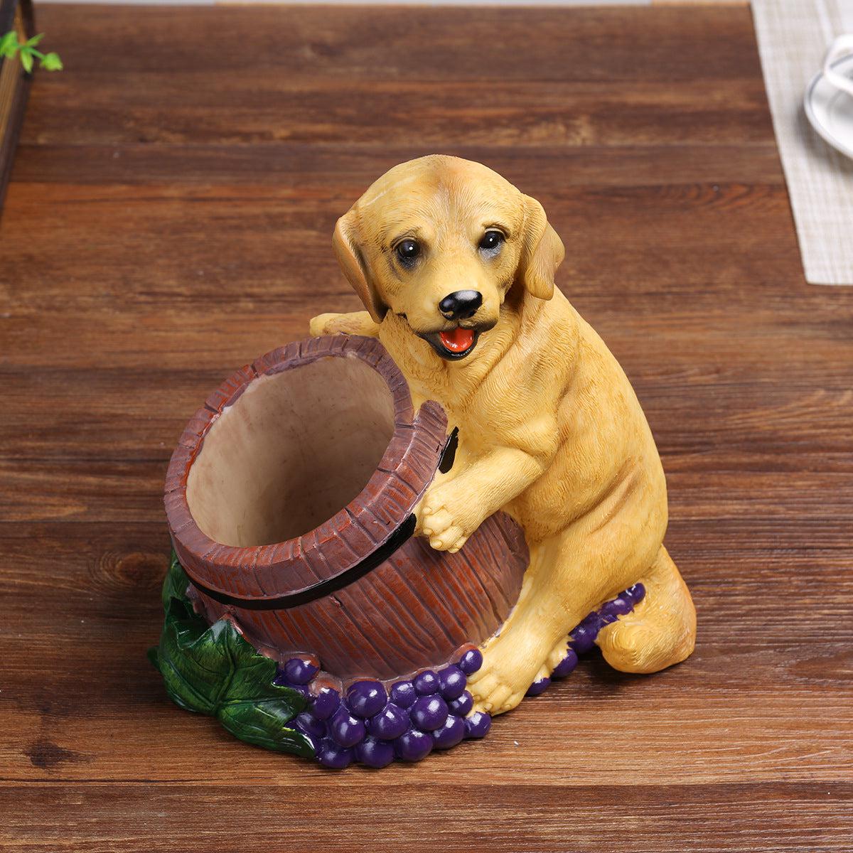 Labrador / Golden Retriever Love Resin Wine Bottle Holder Statue