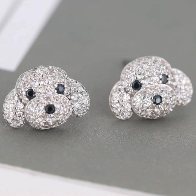 Maltese Love Stone Studded Silver Earrings