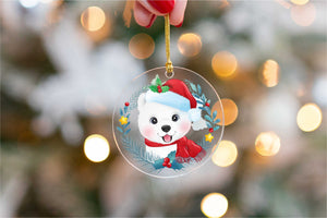 Merry American Eskimo Dog Christmas Tree Ornament-Christmas Ornament-American Eskimo Dog, Christmas, Dogs-5