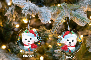 Merry American Eskimo Dog Christmas Tree Ornament-Christmas Ornament-American Eskimo Dog, Christmas, Dogs-6