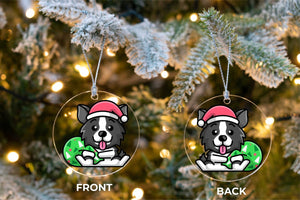 Merry Border Collie Christmas Tree Ornaments-Christmas Ornament-Border Collie, Christmas, Dogs-6
