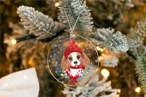 Merry Cavalier King Charles Spaniel Christmas Tree Ornament-Christmas Ornament-Cavalier King Charles Spaniel, Christmas, Dogs-Holographic Stars-3