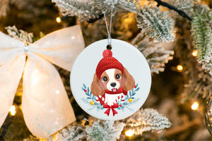 Merry Cavalier King Charles Spaniel Christmas Tree Ornament-Christmas Ornament-Cavalier King Charles Spaniel, Christmas, Dogs-White-4