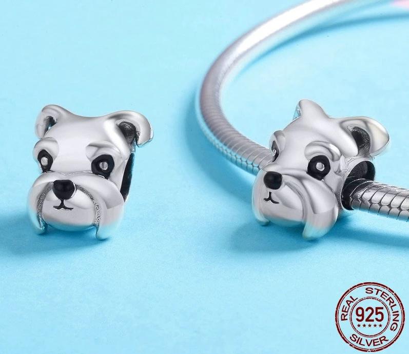 Schnauzer Love Silver Charm Bead