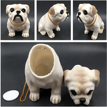 Load image into Gallery viewer, Collage image of english bobblehead bulldog in the most adorable English Bulldog wearing a gold chain design