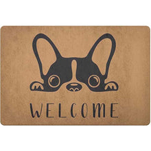 Load image into Gallery viewer, Image of a welcome boston terrier door mat