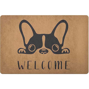 Image of a welcome boston terrier door mat