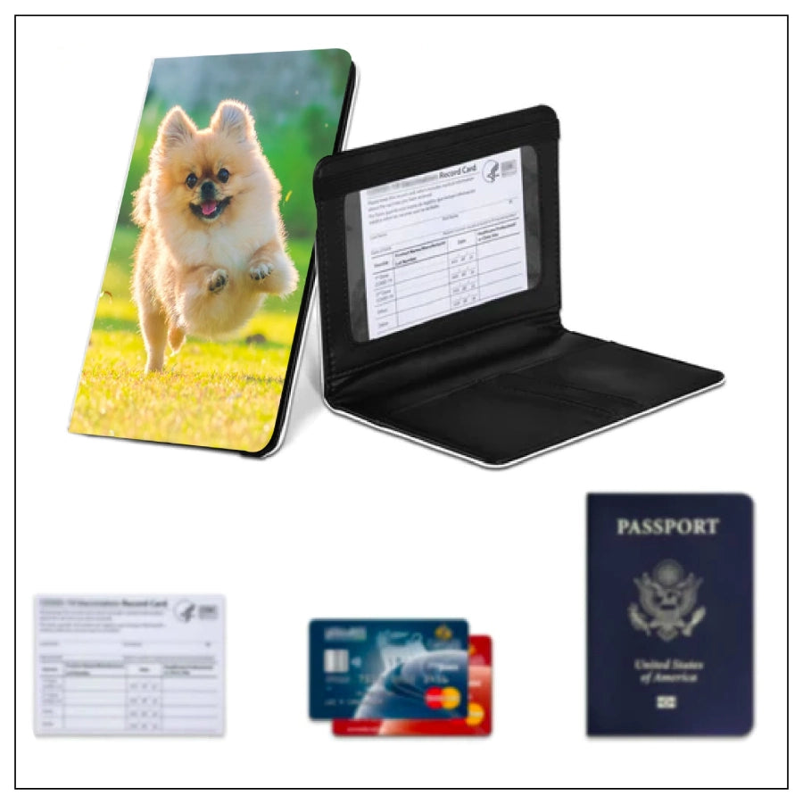 Corgi Card Holder Dog Print Travel Zipper Wallet Case w/ 11 Cards