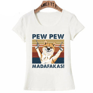 Pew Pew Border Collie Womens T Shirt - Series 1-Apparel-Apparel, Border Collie, Dogs, Shirt, T Shirt, Z1-Shiba Inu-S-11