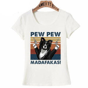 Pew Pew Border Collie Womens T Shirt - Series 1-Apparel-Apparel, Border Collie, Dogs, Shirt, T Shirt, Z1-Border Collie-S-1