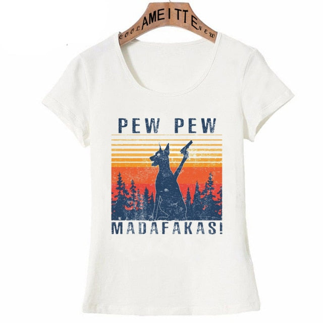 Pew Pew Dobermans Womens T Shirts-Apparel-Apparel, Doberman, Dogs, T Shirt, Z1-Doberman - Black-XXL-4