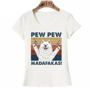 Pew Pew Papillon Womens T Shirt - Series 2-Apparel-Apparel, Dogs, Papillon, T Shirt, Z1-Samoyed-S-13