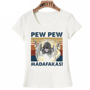 Pew Pew Papillon Womens T Shirt - Series 2-Apparel-Apparel, Dogs, Papillon, T Shirt, Z1-Japanese Chin-S-6