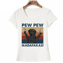 Load image into Gallery viewer, Pew Pew Papillon Womens T Shirt - Series 2-Apparel-Apparel, Dogs, Papillon, T Shirt, Z1-Labrador - Black-S-7