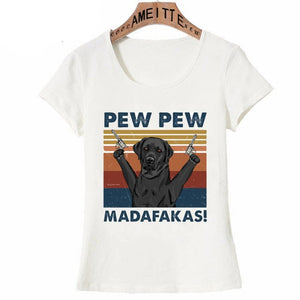 Pew Pew Saint Bernard Womens T Shirt - Series 2-Apparel-Apparel, Dogs, Saint Bernard, T Shirt, Z1-Labrador - Black-S-7