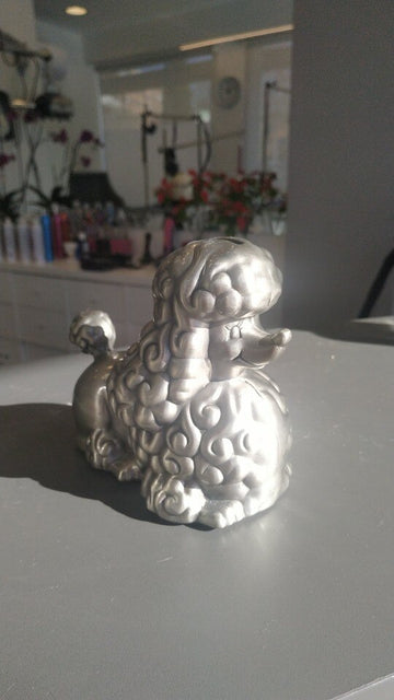 Silver Poodle Love Piggy Bank Statue-Home Decor-Dogs, Home Decor, Piggy Bank, Poodle, Statue-2