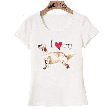 I Love My English Setter Womens T Shirt-Apparel-Apparel, Dogs, English Setter, T Shirt, Z1-2