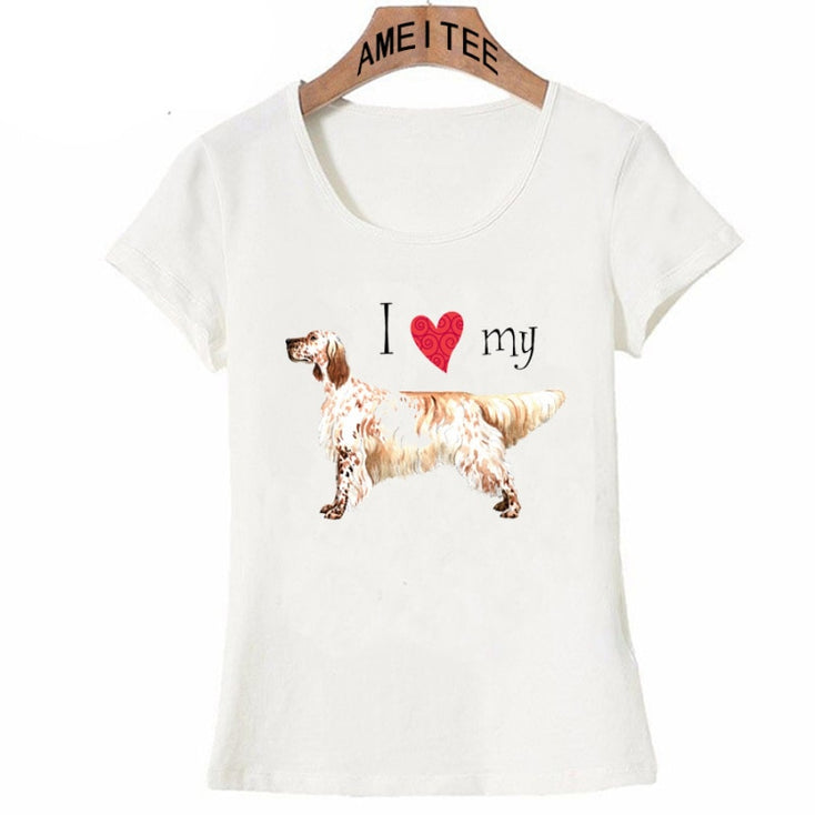 I Love My English Setter Womens T Shirt-Apparel-Apparel, Dogs, English Setter, T Shirt, Z1-2