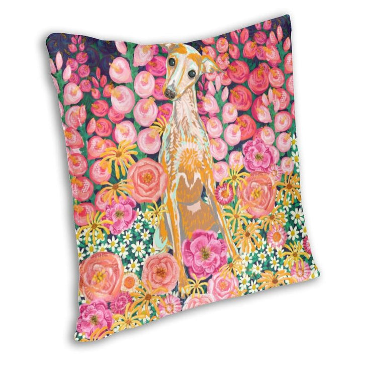 Whippet / Greyhound in Bloom Cushion Cover-Home Decor-Cushion Cover, Dogs, Greyhound, Home Decor, Whippet-2