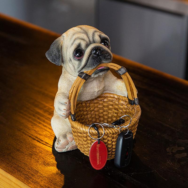 Pug Dog Holding a Christmas Present Ornament