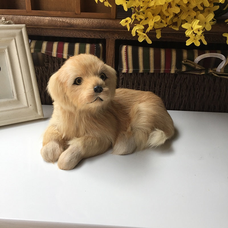 Realistic Lifelike Golden Retriever Stuffed Animals with Real Fur