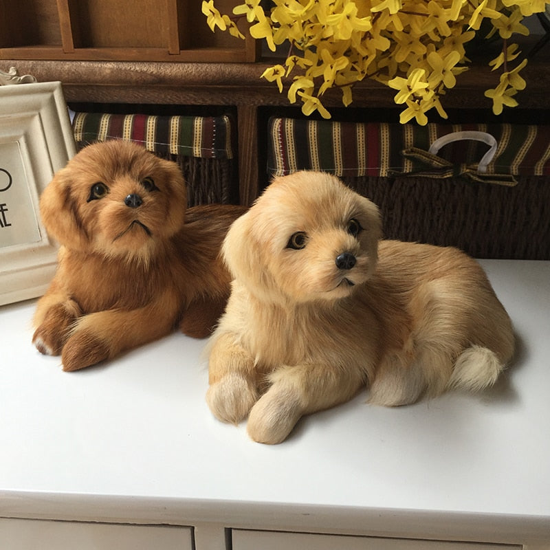 Realistic Lifelike Golden Retriever Stuffed Animals with Real Fur