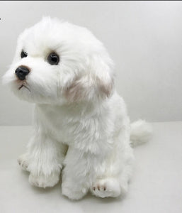 image of an adorable maltese stuffed animal plush toy in white background - side view
