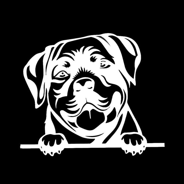 Image of a rottweiler car sticker in the color white