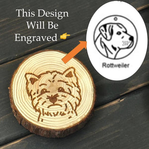 Image of a wood-engraved Rottweiler coaster design
