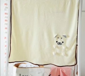 image of a cute samoyed travel blanket - white
