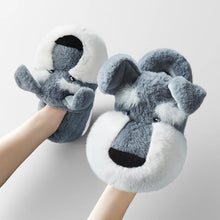 Load image into Gallery viewer, Image of a person wearing Schnauzer slippers