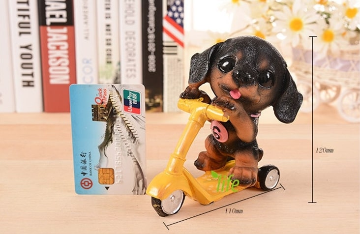 Scooter Dachshund Resin Figurine-Home Decor-Dachshund, Dogs, Figurines, Home Decor-3