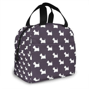 Scottish Terrier Love Insulated Lunch Bags with Exterior Pocket-Accessories-Accessories, Bags, Dogs, Lunch Bags, Scottish Terrier-Blue-Black and White-9