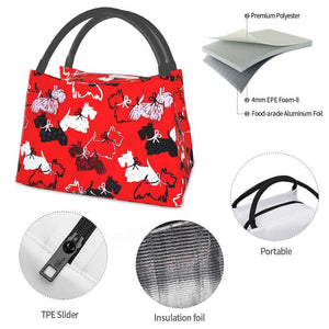 Detailed info of a Scottish Terrier lunch bag in the cutest Scottish Terrier design