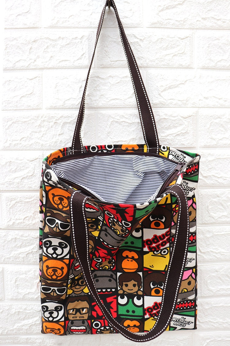 Shiba Inu Love Canvas Tote Handbags