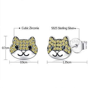 Image of two Shiba Inu earrings sizing on a white background
