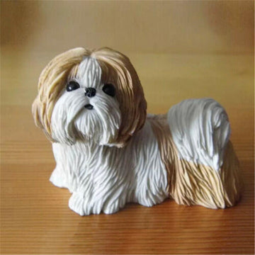Image of a super cute Shih Tzu figurine in Gold and White color