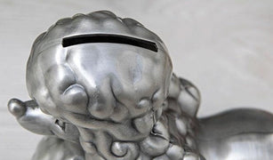 Silver Poodle Love Piggy Bank Statue-Home Decor-Dogs, Home Decor, Piggy Bank, Poodle, Statue-3