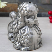 Silver Poodle Love Piggy Bank Statue-Home Decor-Dogs, Home Decor, Piggy Bank, Poodle, Statue-4